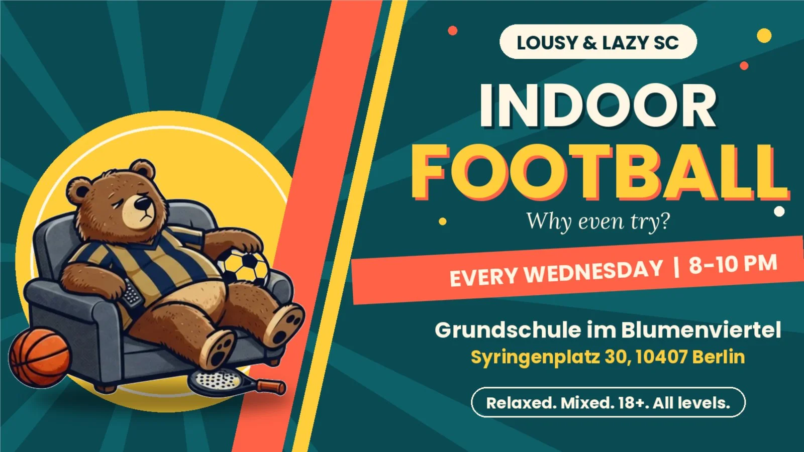 New Indoor Location! Mixed Friendly Football @ Pankow - Lousy & Lazy