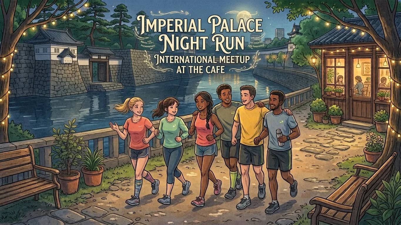 🏃‍♂️🎽 Imperial Palace Night Run ➕ ☕️🌎 International Meetup at the Cafe
