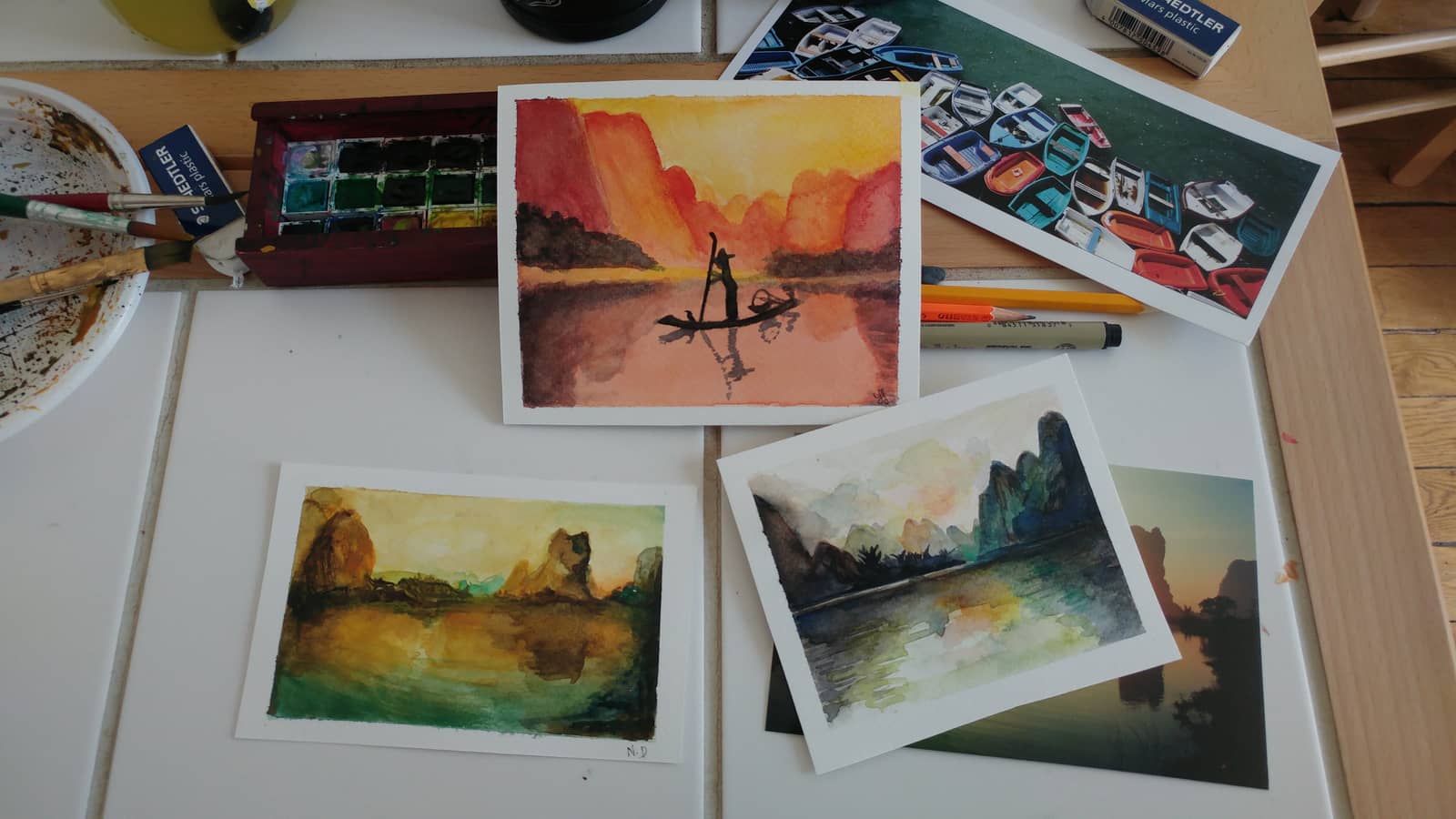 Cours de dessin et aquarelle débutant / Relaxing morning watercolor for beginner