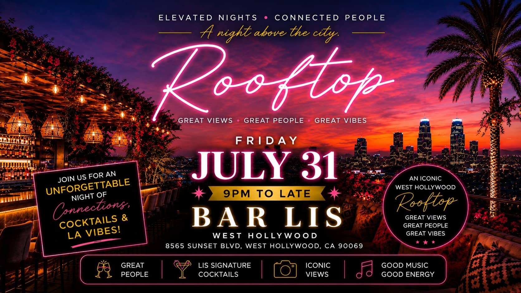 International Friday Rooftop Social in Hollywood