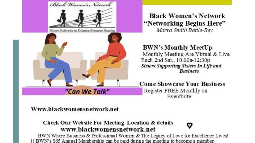 Black Women's Network Monthly Business Entrepreneur Social Meeting