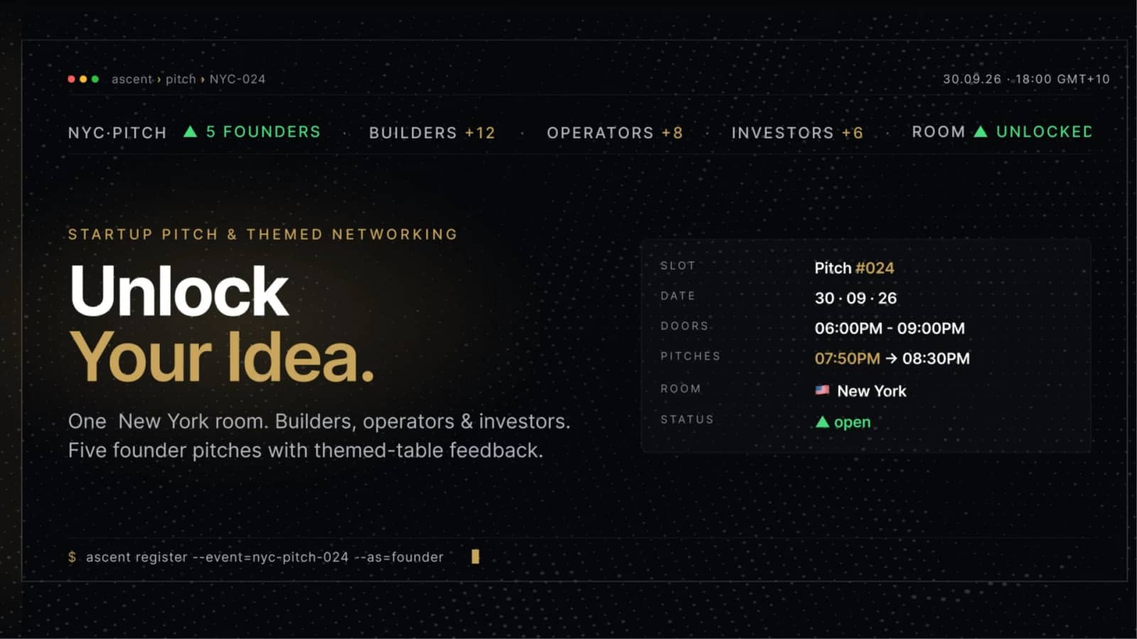 Startup Pitch & Themed Networking New York | Unlock Your Idea