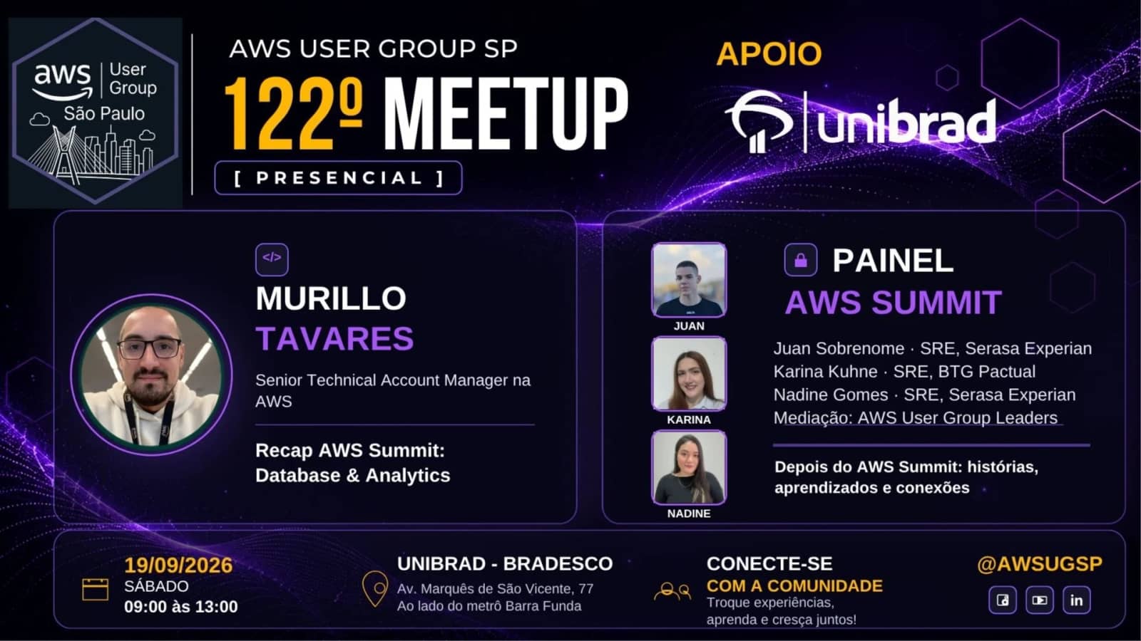 122º Meetup AWS UG SP [Presencial] UNIBRAD - Recap AWS Summit