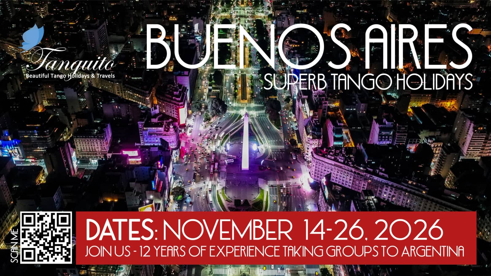 Buenos Aires Tango Holidays: Nov 14–26, 2026, All Welcome