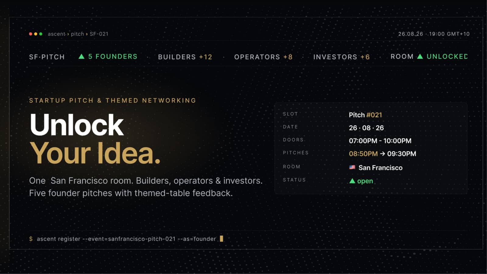 Startup Pitch & Themed Networking San Francisco | Unlock Your Idea