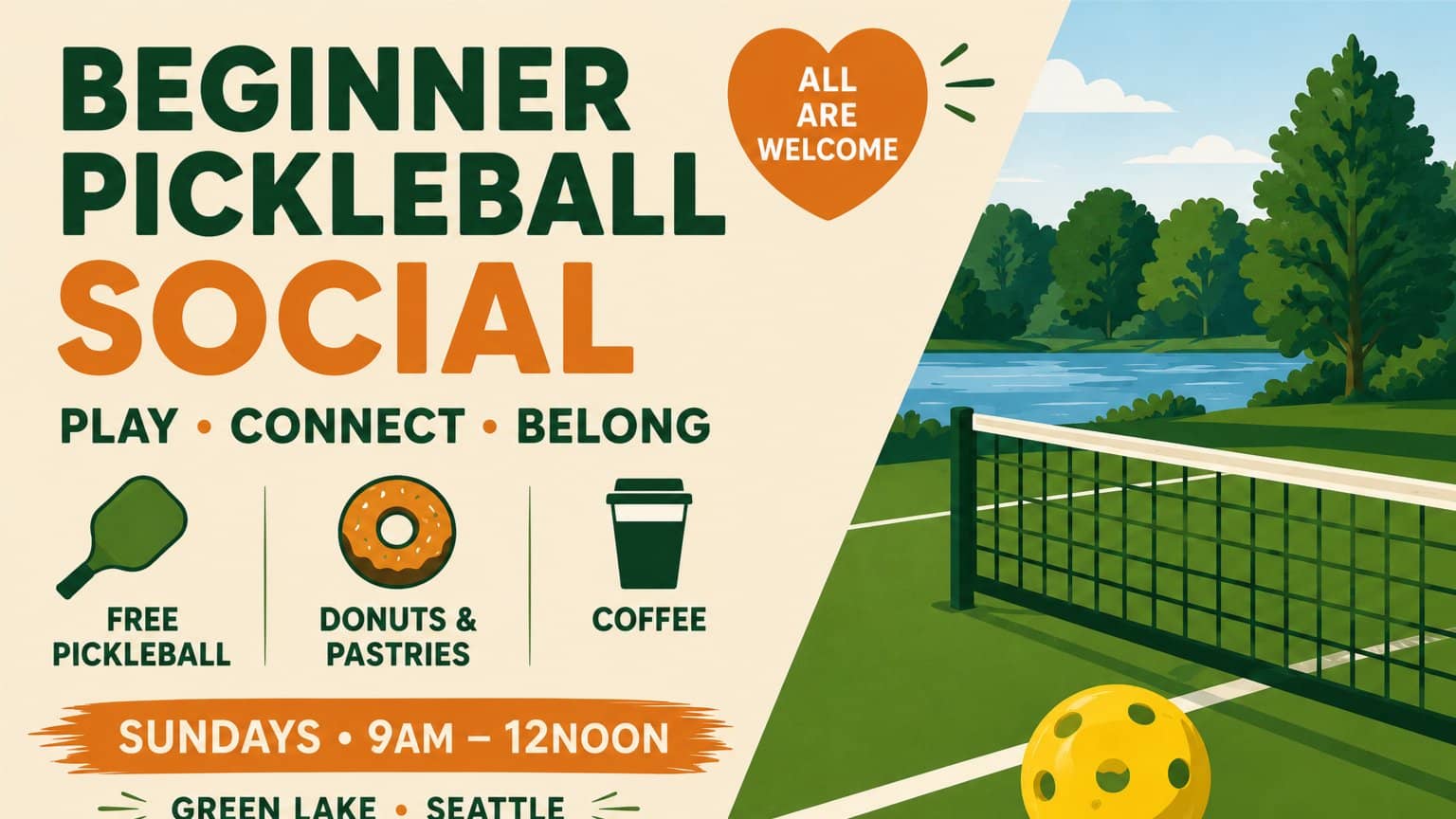Beginner Pickleball Social with Coffee & Donuts (Aug 2)