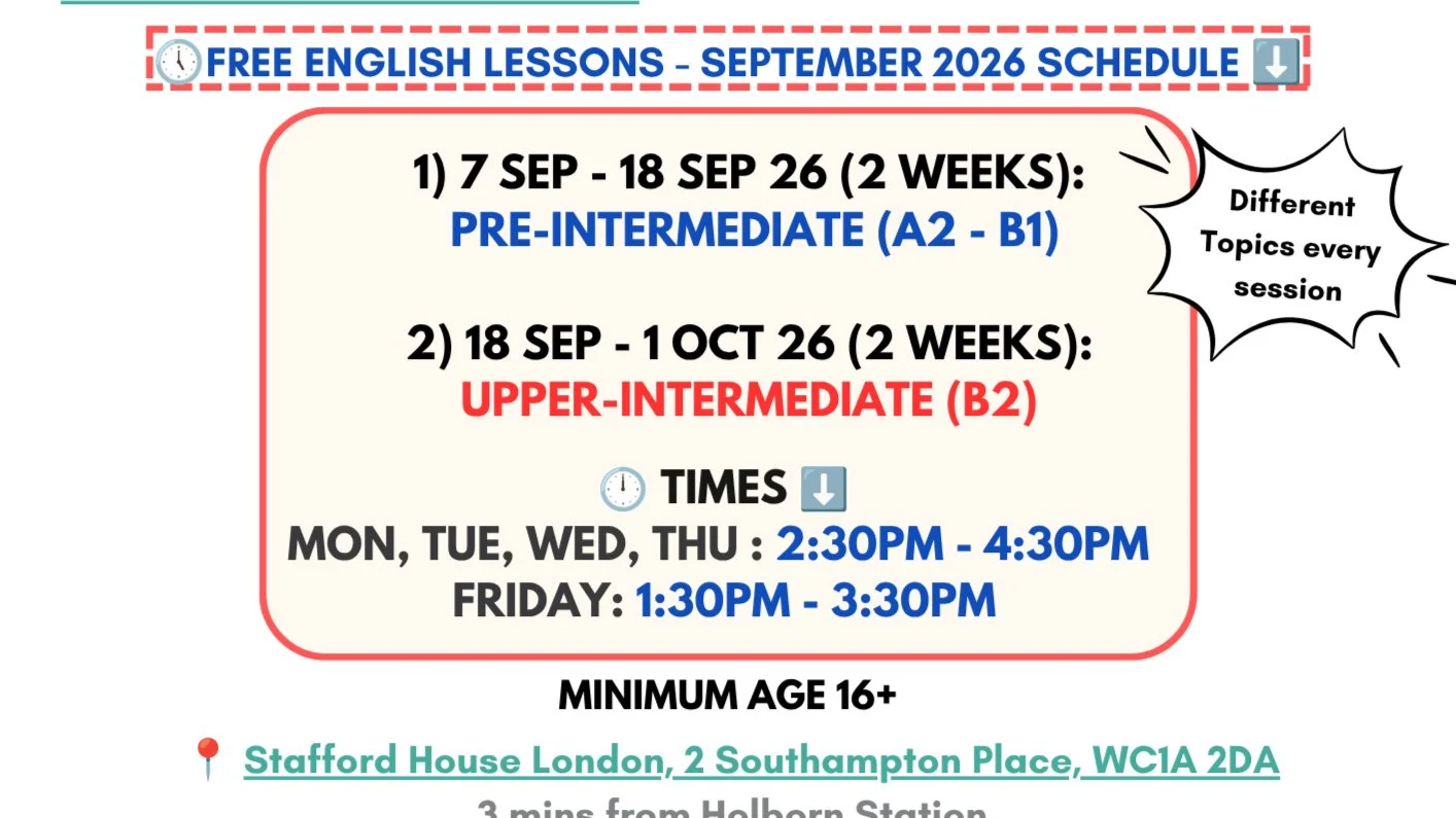 London: September Afternoon ☀️ In-Person Free English Class