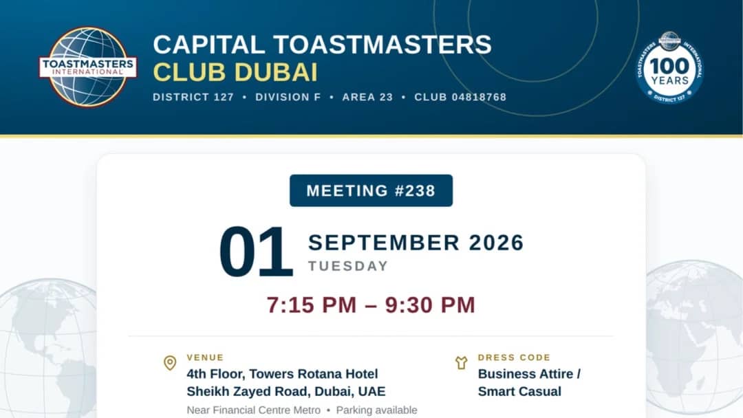 MEETING 238 CAPITAL TOASTMASTERS CLUB DUBAI