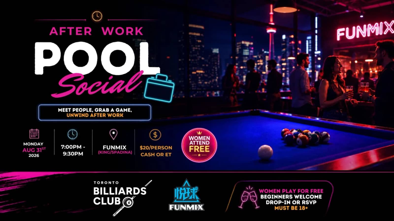 After Work Pool Social🎱 | Women Attend Free | Come Solo, Meet New People
