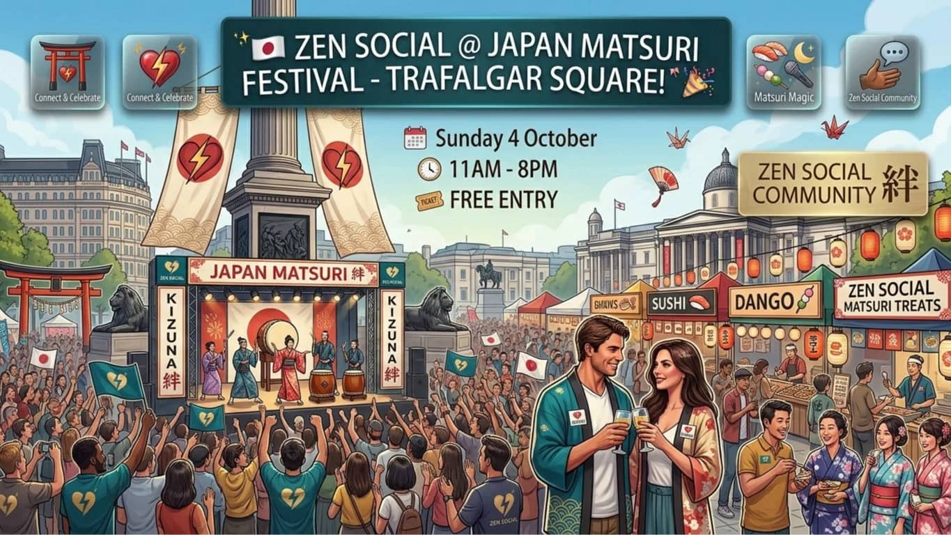 🇯🇵✨ Zen Social @ Japan Matsuri Festival – Trafalgar Square! 🎌🎉