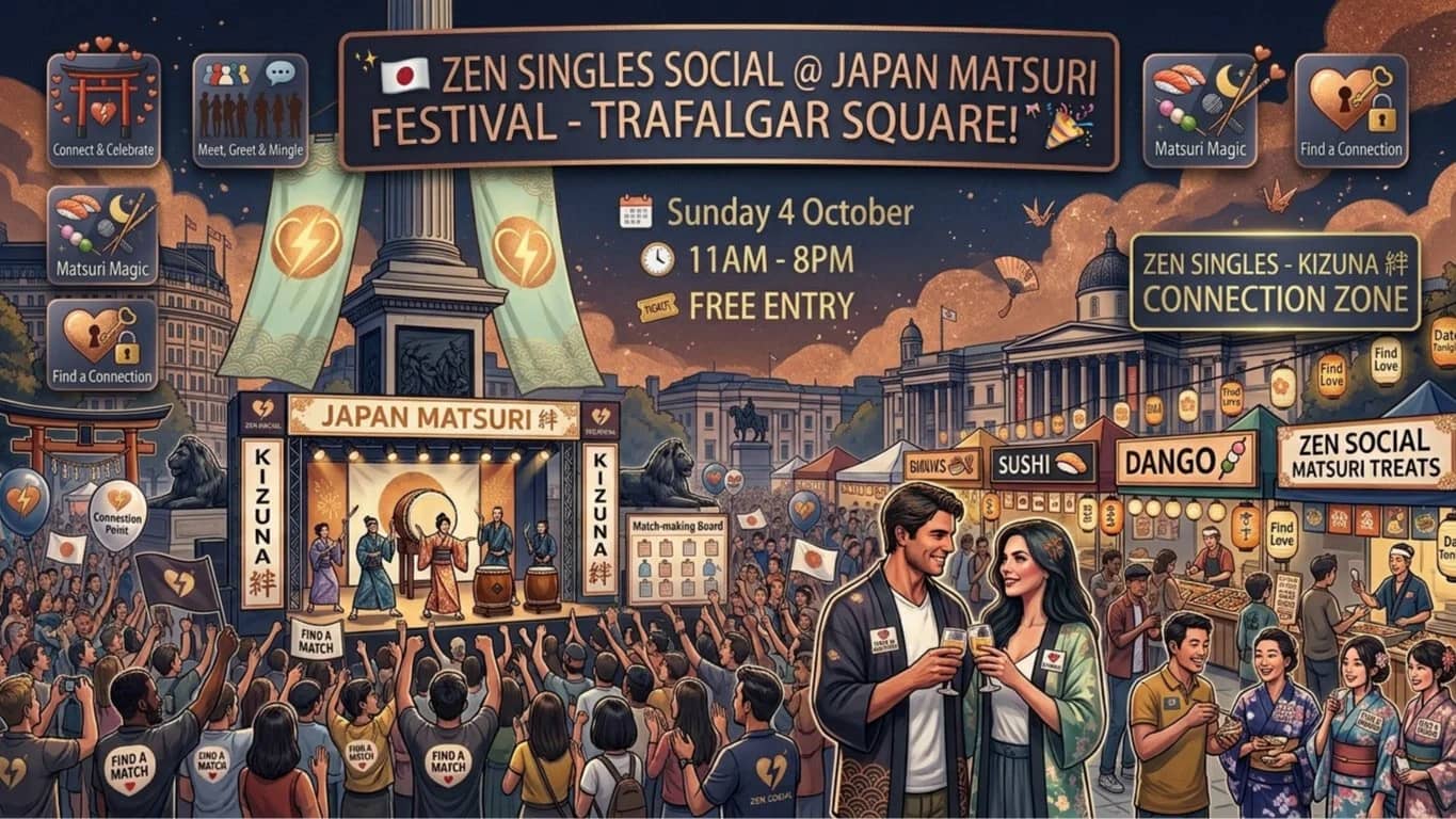 🇯🇵✨ Zen Singles Social @ Japan Matsuri Festival – Trafalgar Square! 🎌🎉