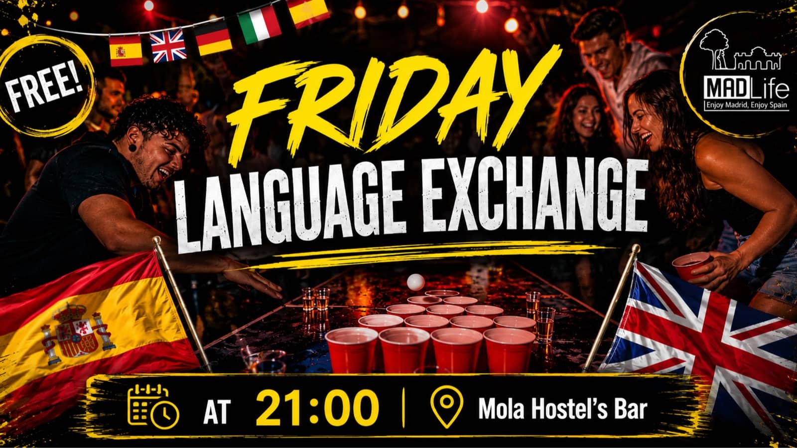 FRIDAY Welcome International Meeting & Language Exchange. "FREE"
