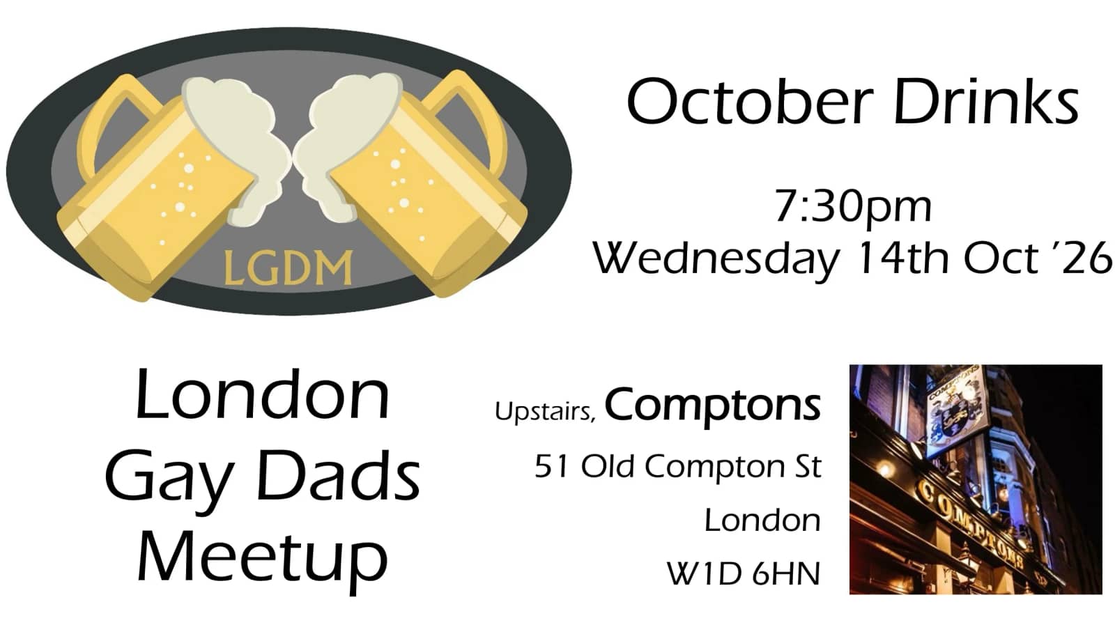 Come chat at Compton's with other gay dads (14-10-26)
