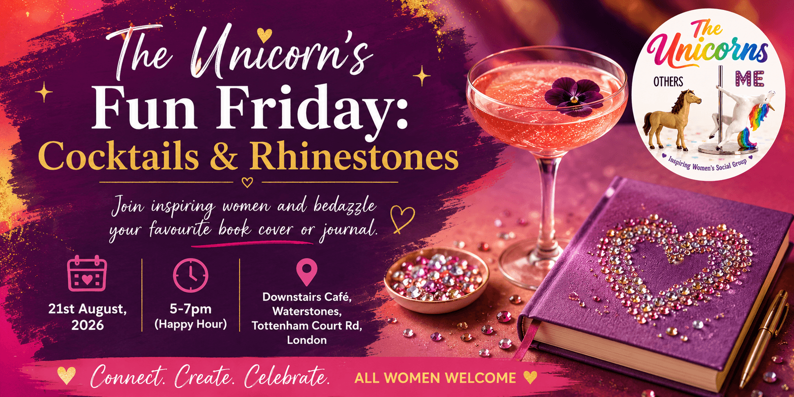 🦄 Inspiring Women's Fun Friday: Cocktails & Rhinestones