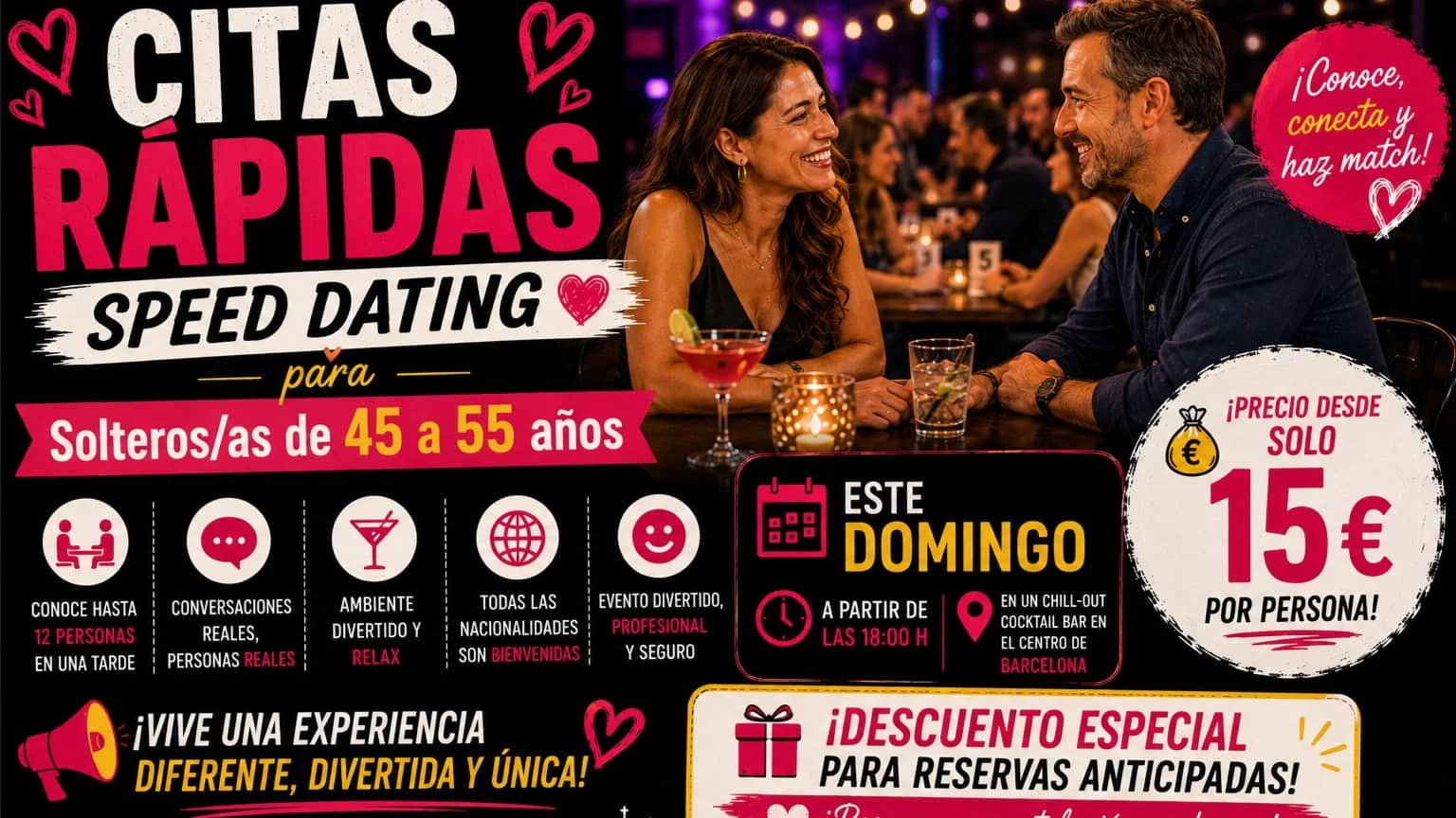 CITAS RÁPIDAS  Solteros/as de 45 a 55 años