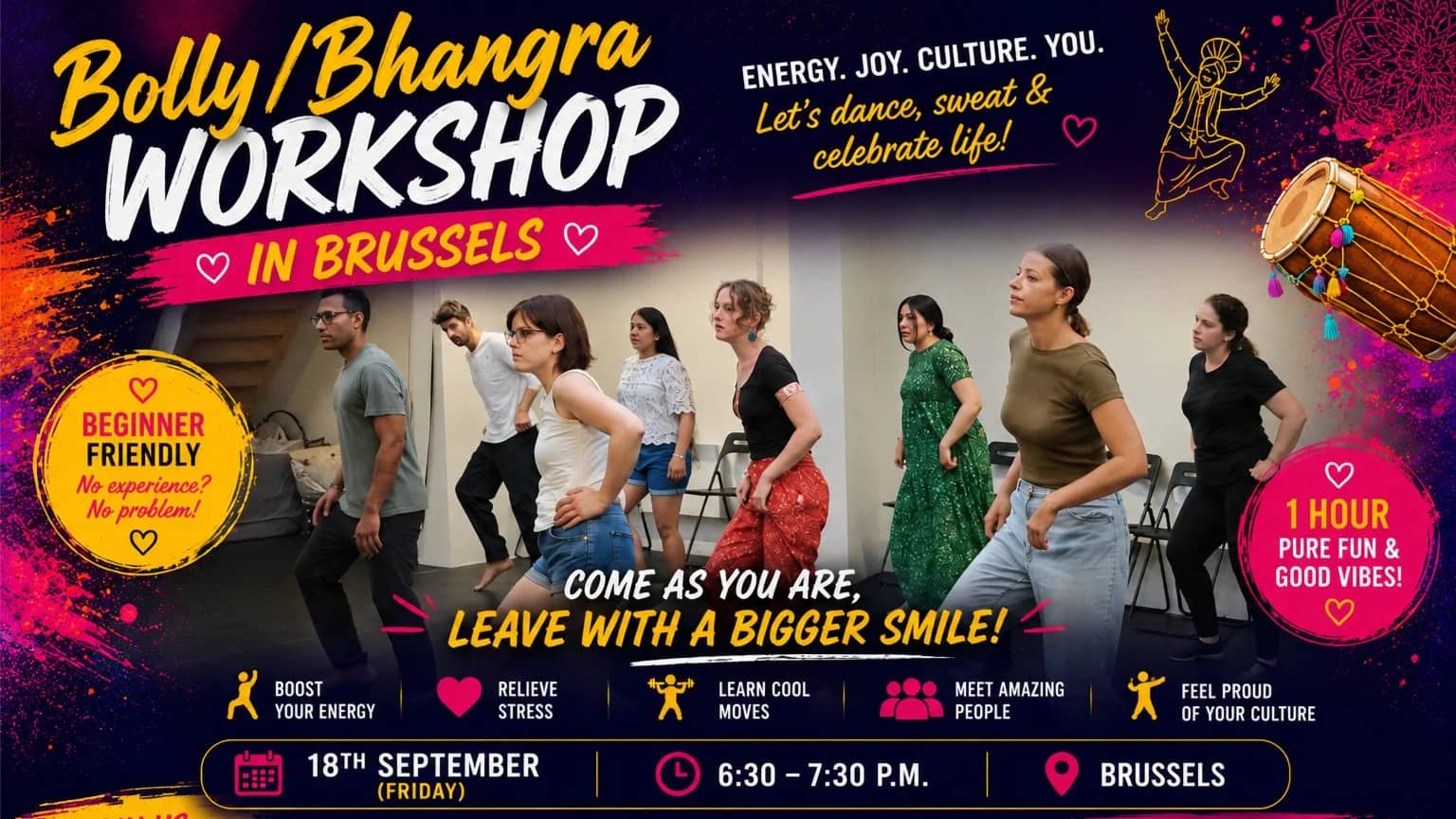 Indian Bollywood/Punjabi Bhangra Workshop in Brussels