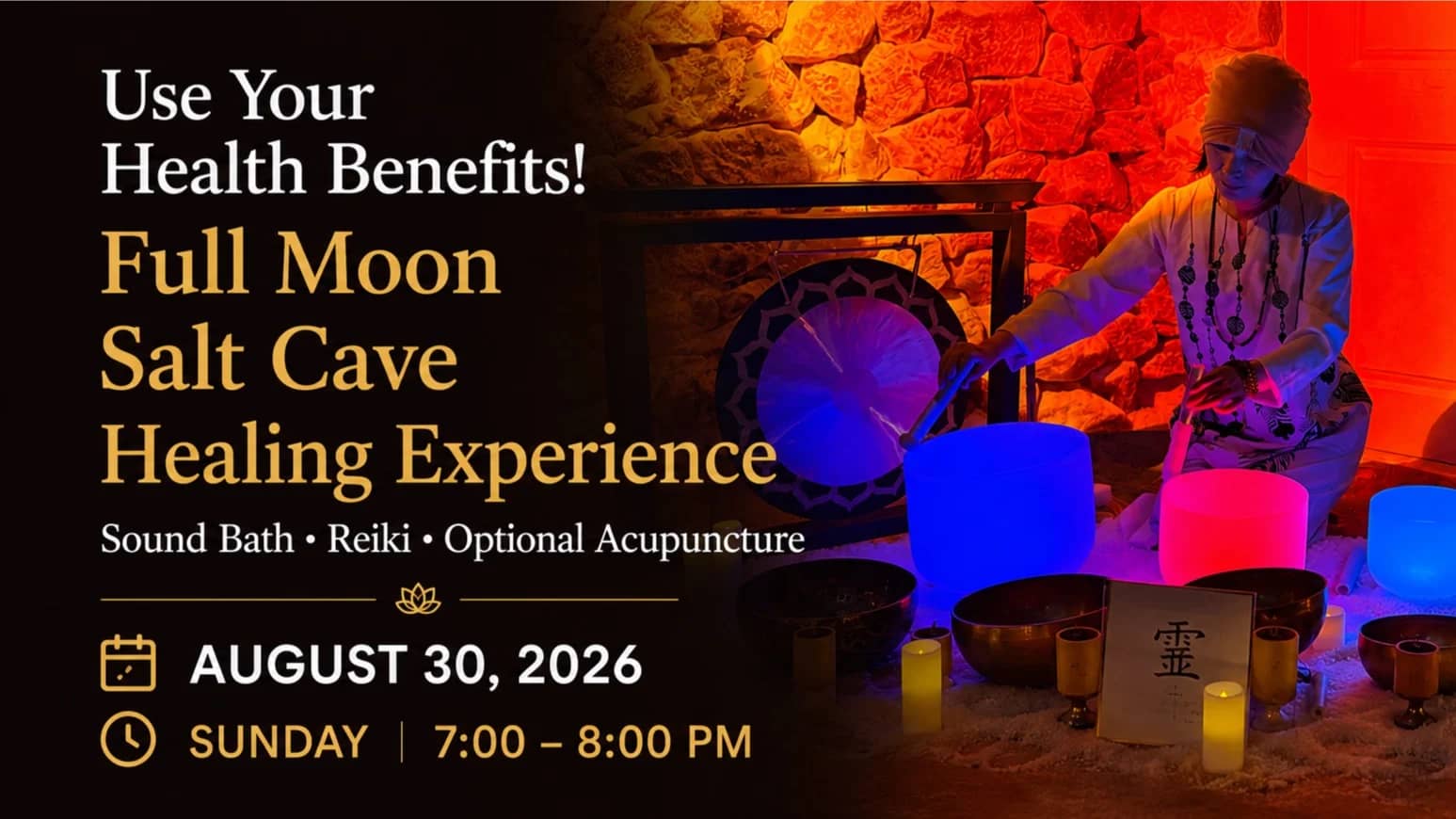 Full Moon Salt Cave Healing experience with acupuncture