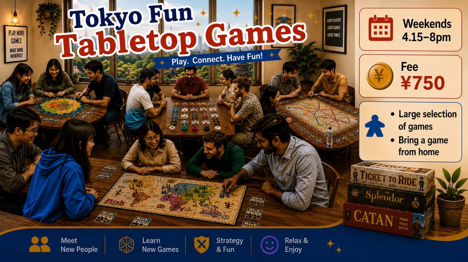 🎲🃏Tabletop games in Ningyocho ♣️🀄️