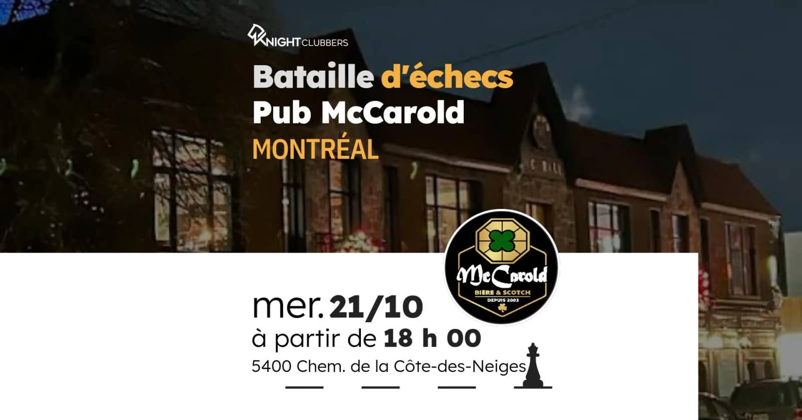 Rencontre d'échecs - Montréal - Pub McCarold