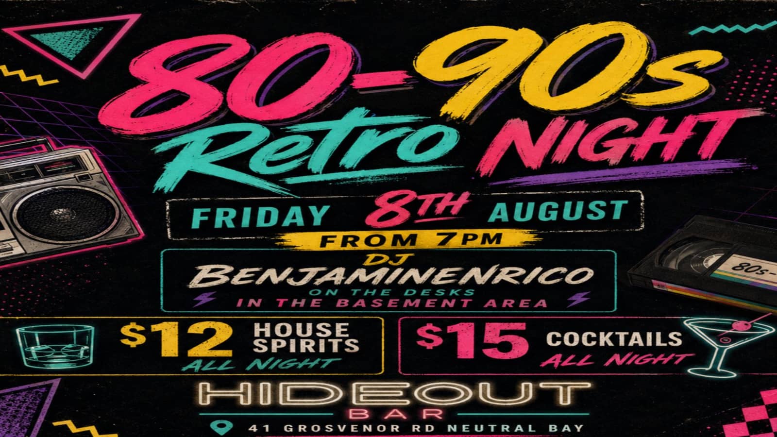 Throw Back - 80s, 90s, Retro -Hideout Bar -Neutral Bay - Sydney
