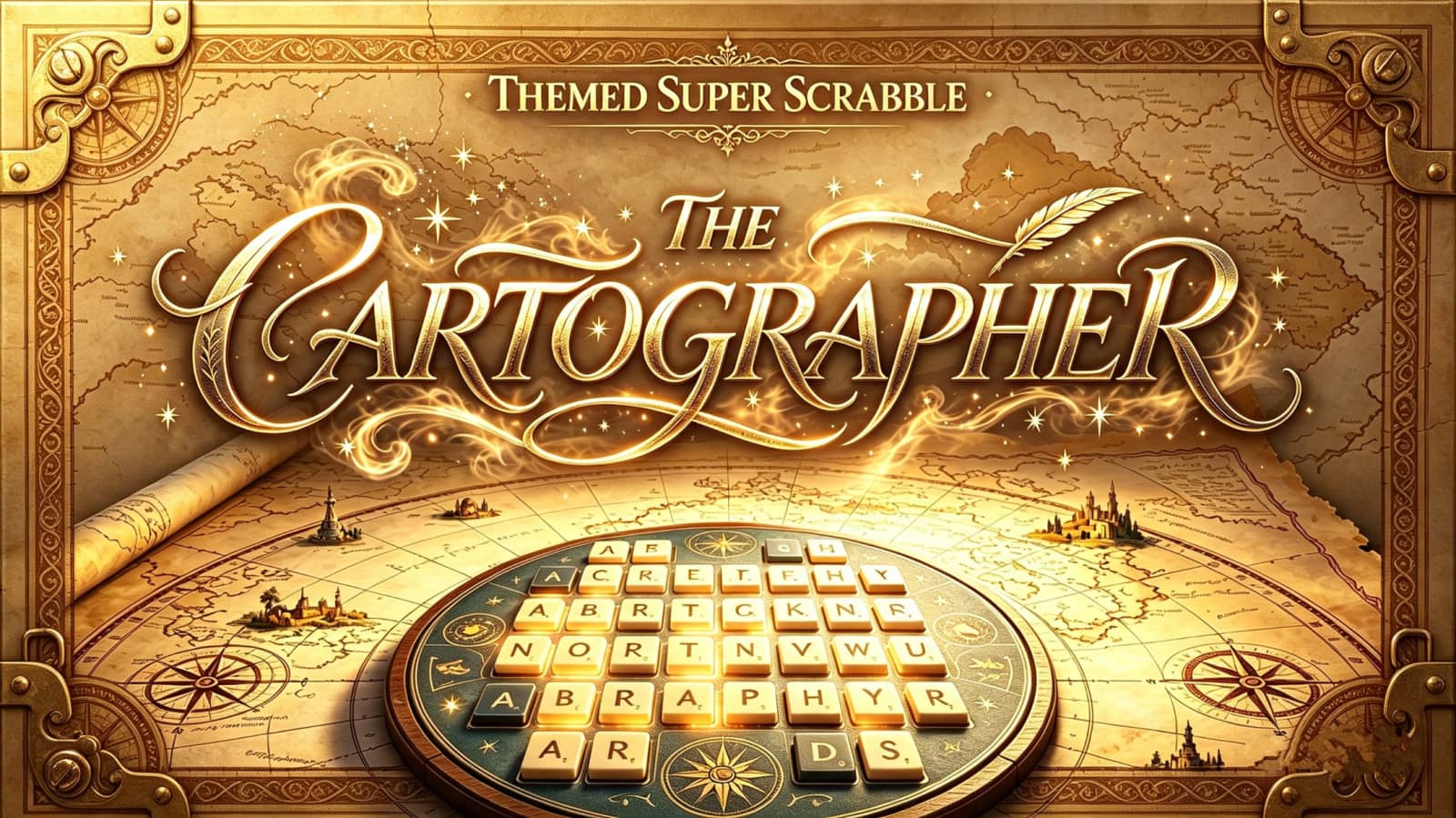 Themed Super Scrabble THE CARTOGRAPHER (Includes Game Quiz)