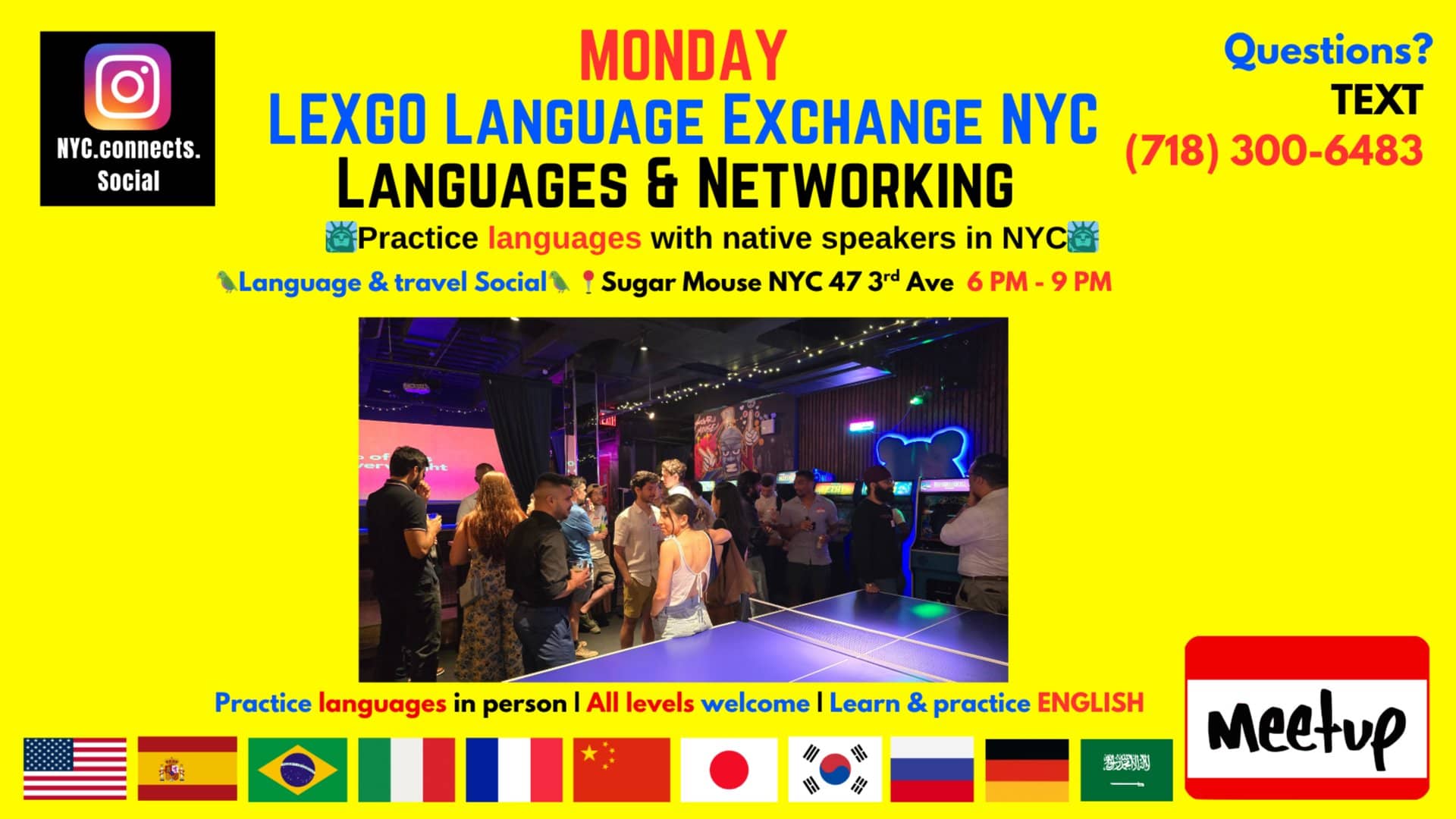 MONDAY🦜🍻 Language Exchange NYC Happy Hour🗽