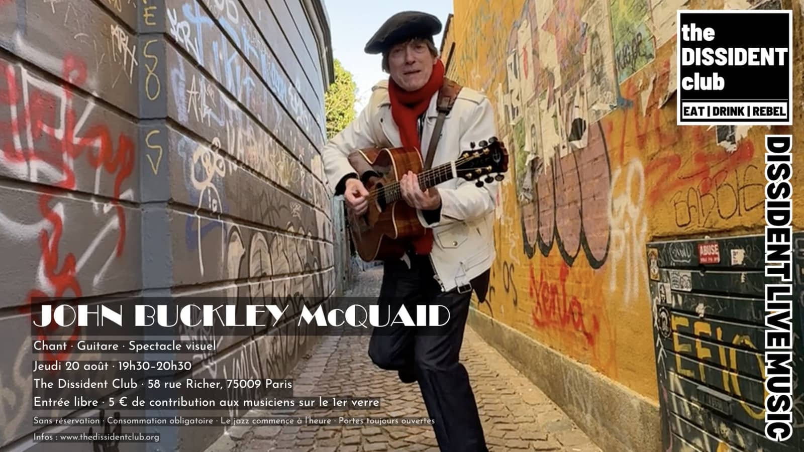 Live Music · JOHN BUCKLEY McQUAID · Chant · Guitare · Spectacle visuel