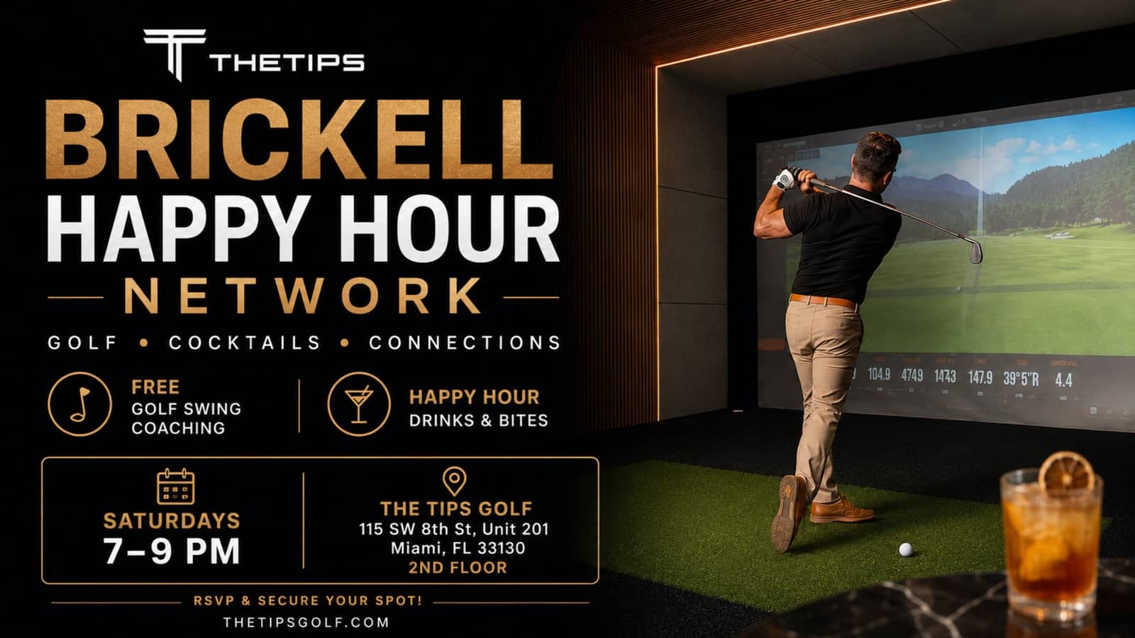 Brickell Happy Hour Network at The Tips Golf