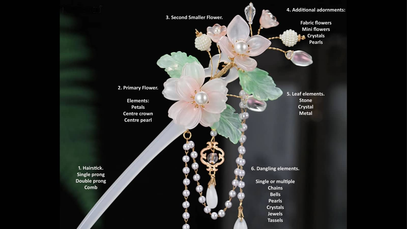 Chinese Hanfu Hairsticks making. Hair accessories Fashion Cosplay Asian culture