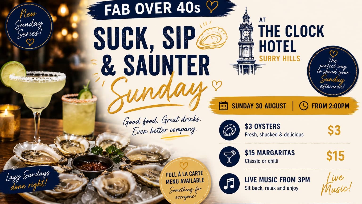Shuck, sip and saunter Sunday!