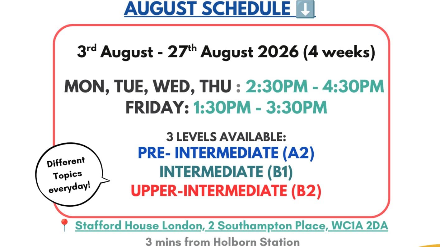 London: August - Afternoon ☀️ In-Person Free English Class