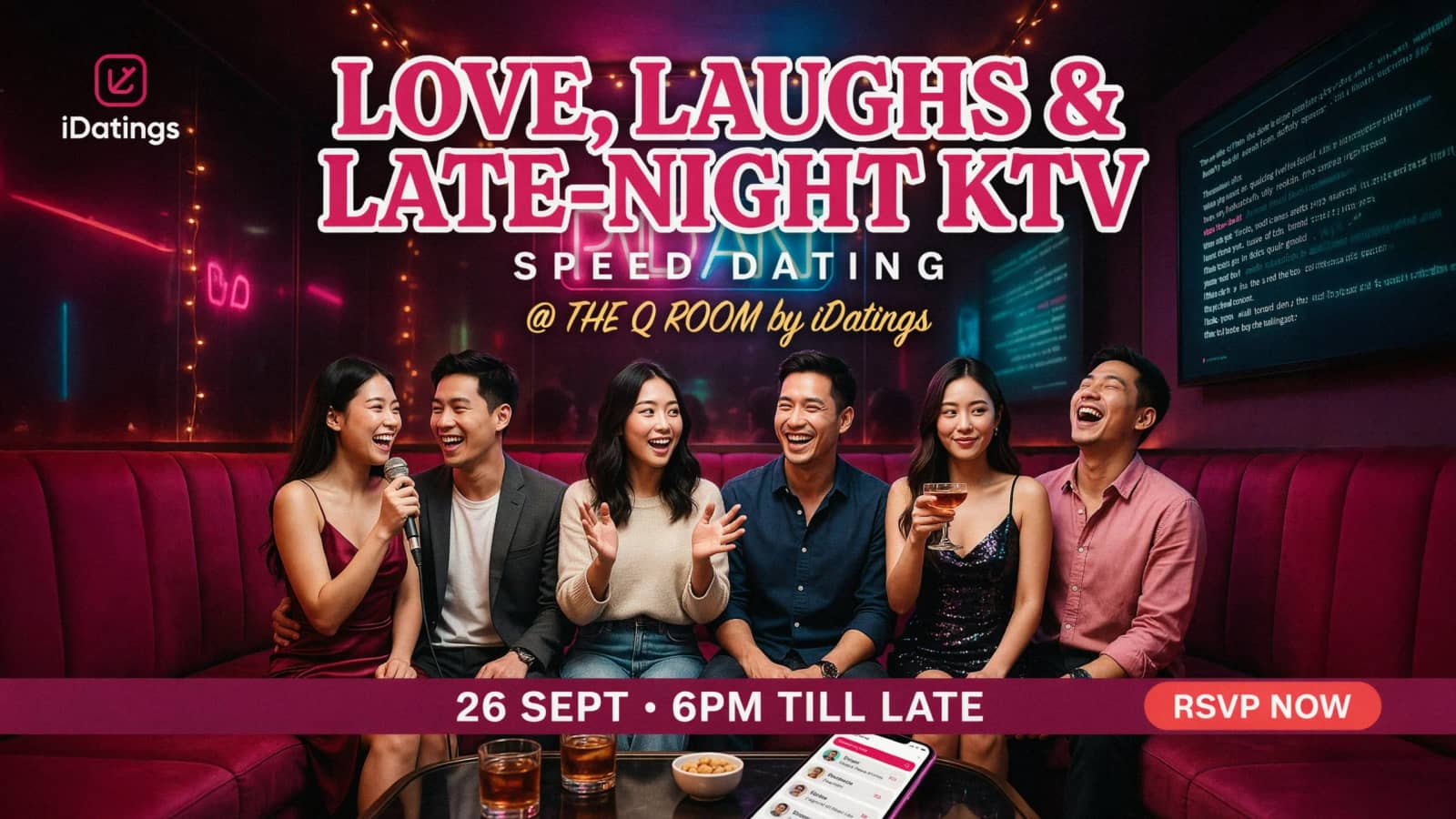 Love, Laughs & Late-Night KTV: Speed Dating @ The Q Room *Drink Included*