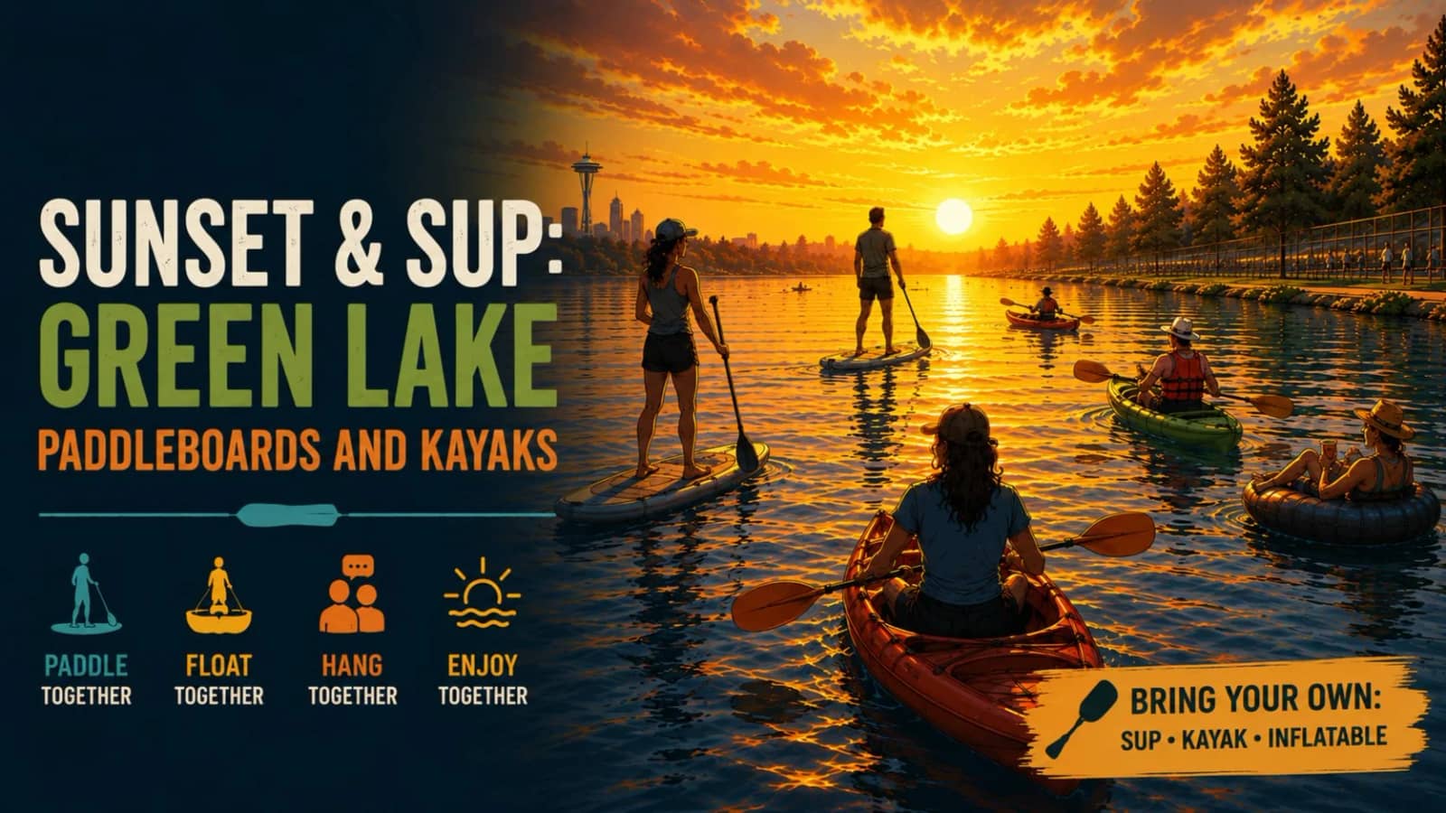 Sunset & SUP: Paddleboards and Kayaks