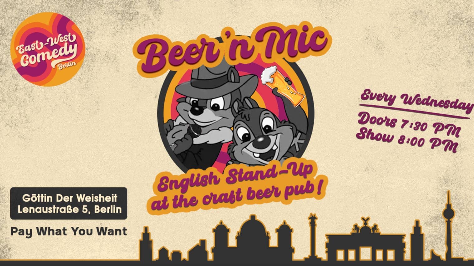 Beer 'n Mic: English stand-up with 8 comedians!