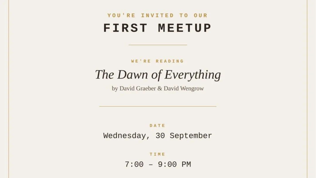 "The Dawn of Everything" book readers meeting