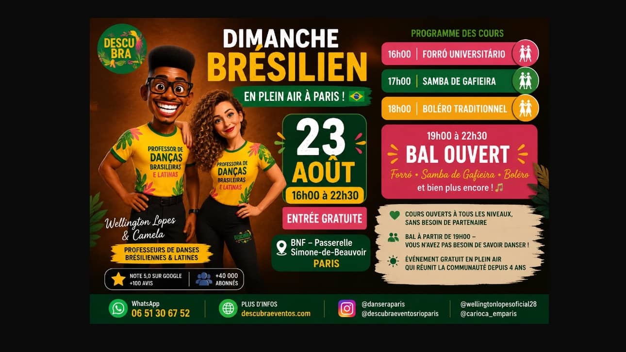 🇧🇷 Danses Brésiliennes à Paris – Cours Gratuits & Bal à la BNF 💃🕺