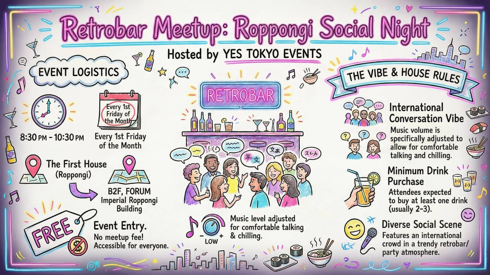 Make New Friends📍in a Retrobar in Roppongi