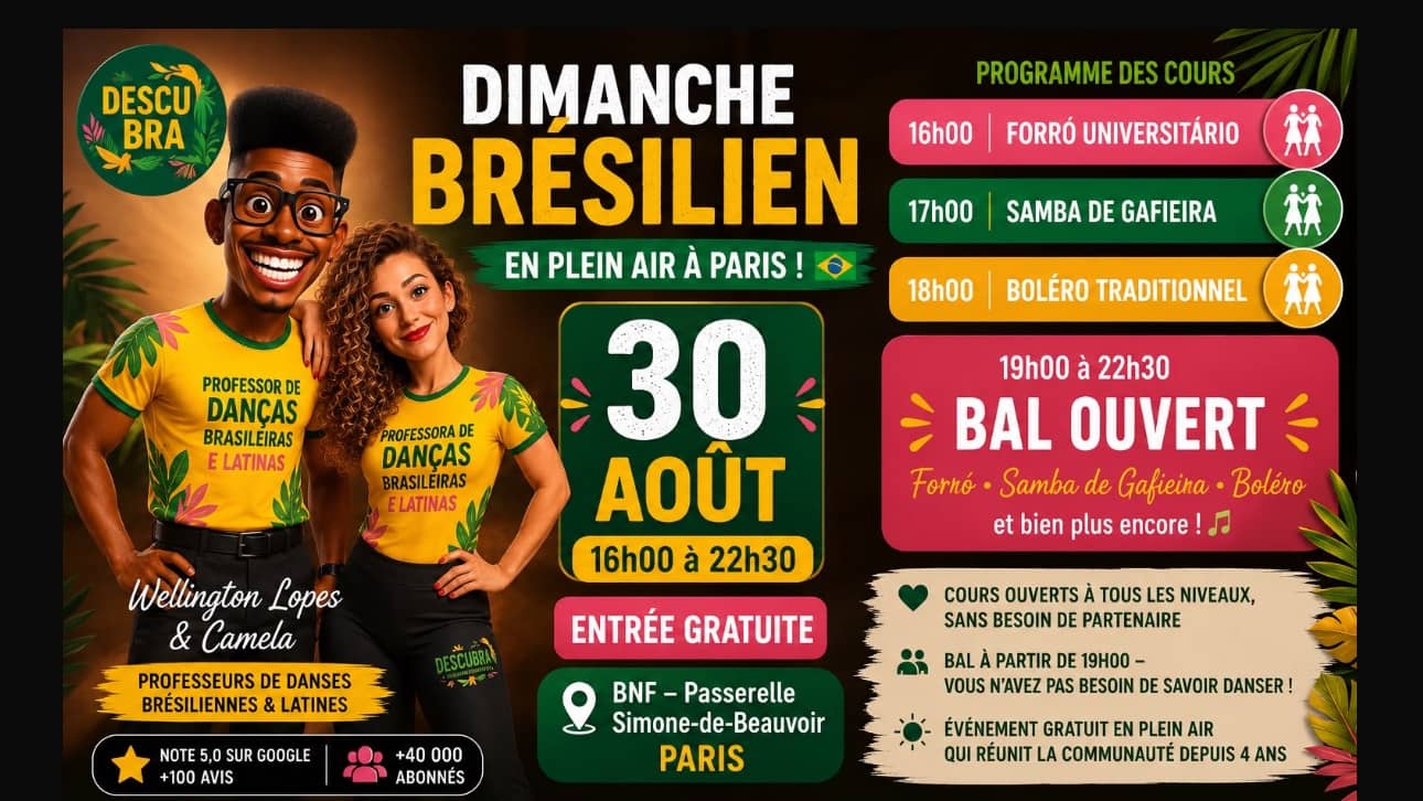 🇧🇷 Danses Brésiliennes à Paris – Cours Gratuits & Bal à la BNF 💃🕺