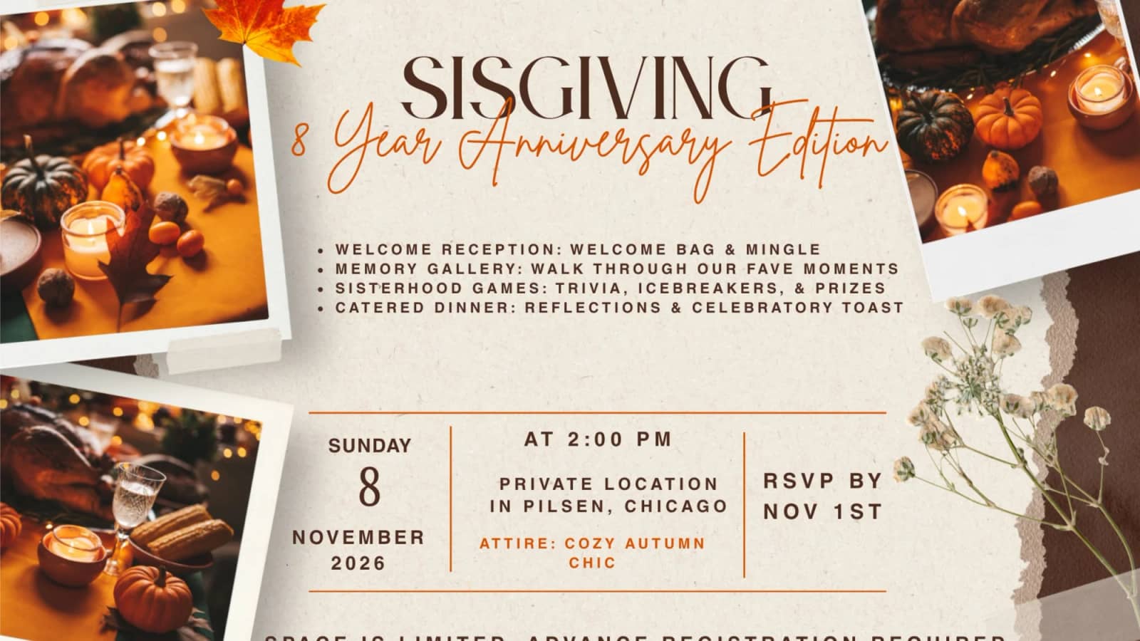 SisGiving 2026: BMSC’s 8-Year Anniversary Celebration 🥂🍂
