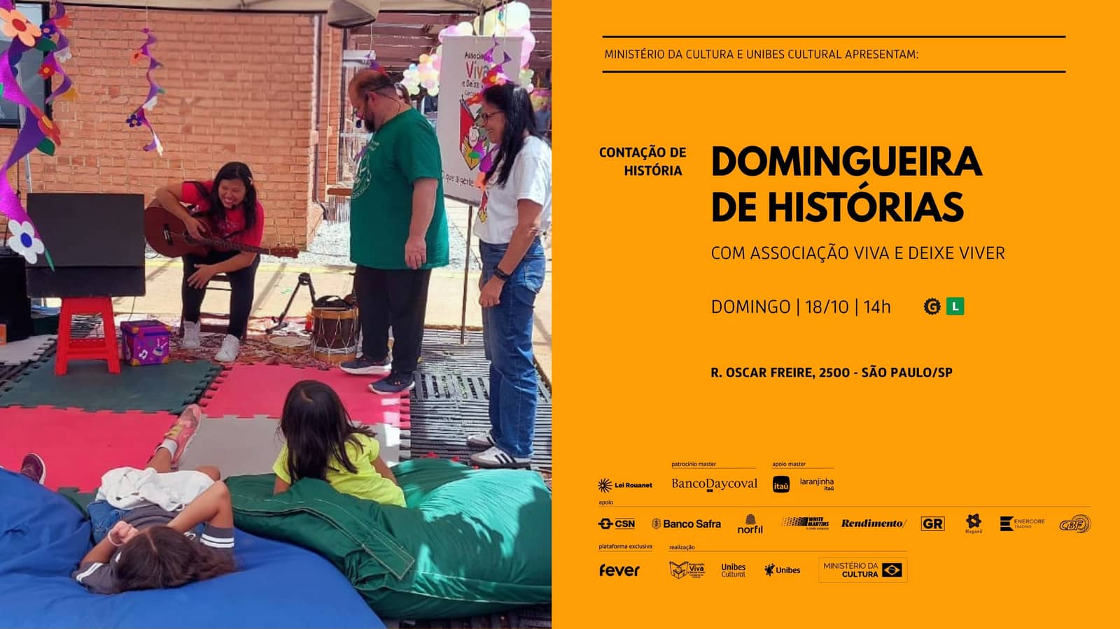 Domingueira de Histórias com Associação Viva e Deixe Viver
