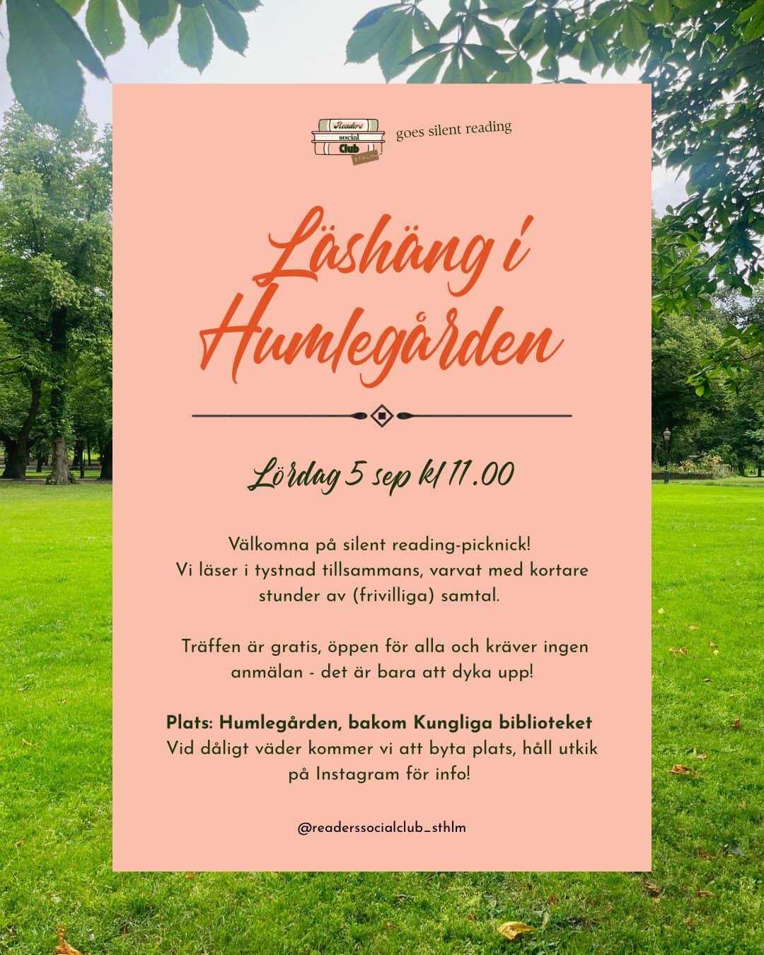 Silent reading in Humlegården