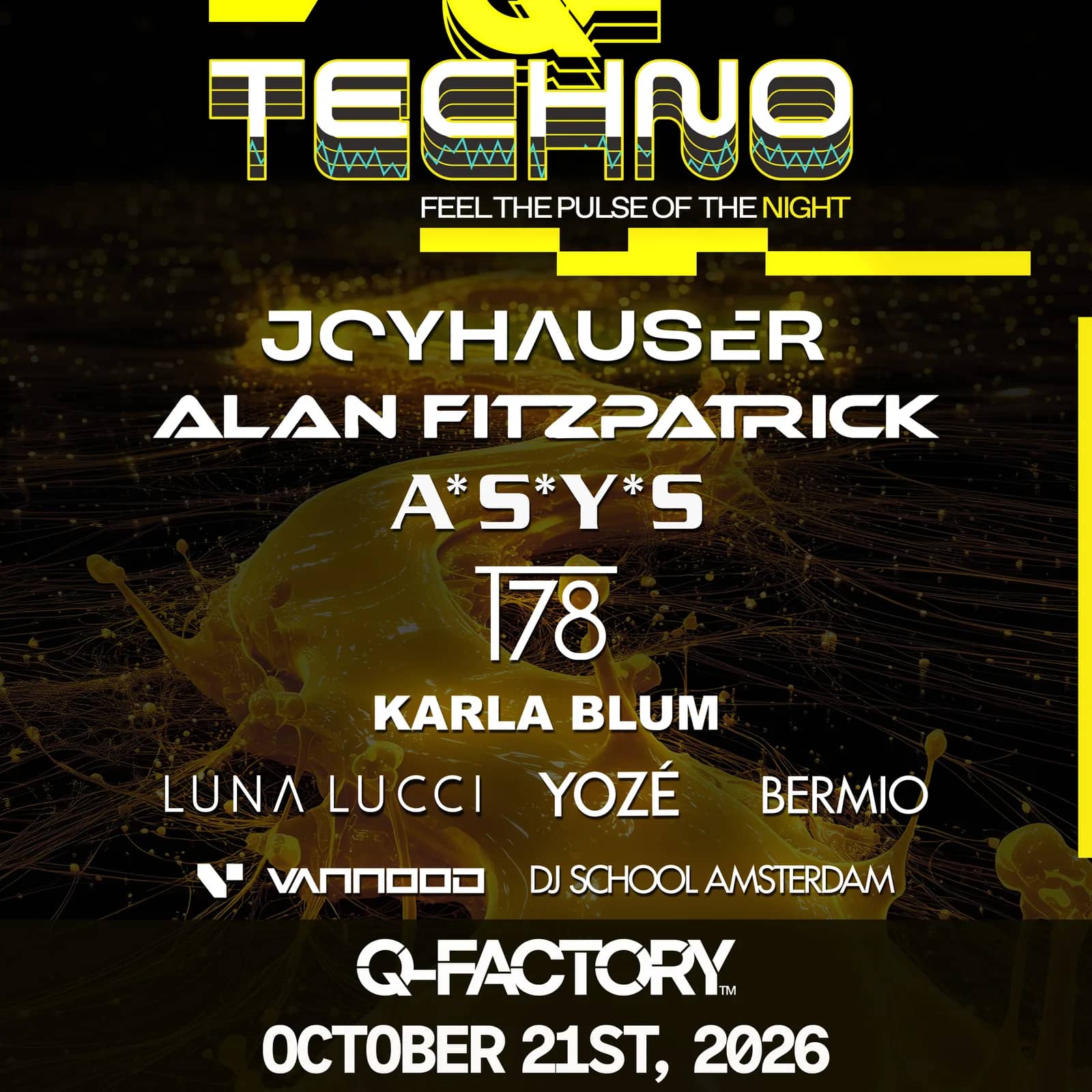 Q-Factory presents: Techno Night 2026 - ADE