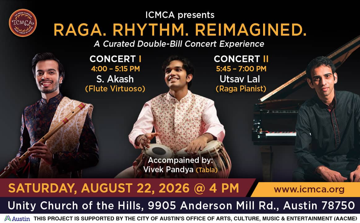 ICMCA Presents: Raga & Rhythm – A Double-Bill Concert Experience