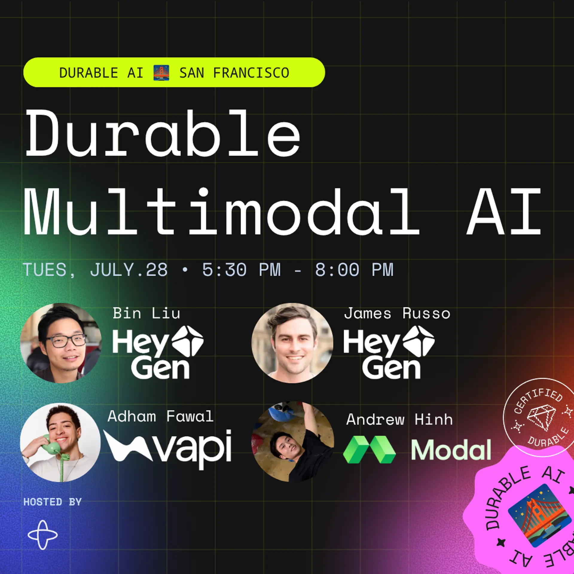 Durable Multimodal AI Meetup with HeyGen, Vapi, and Modal