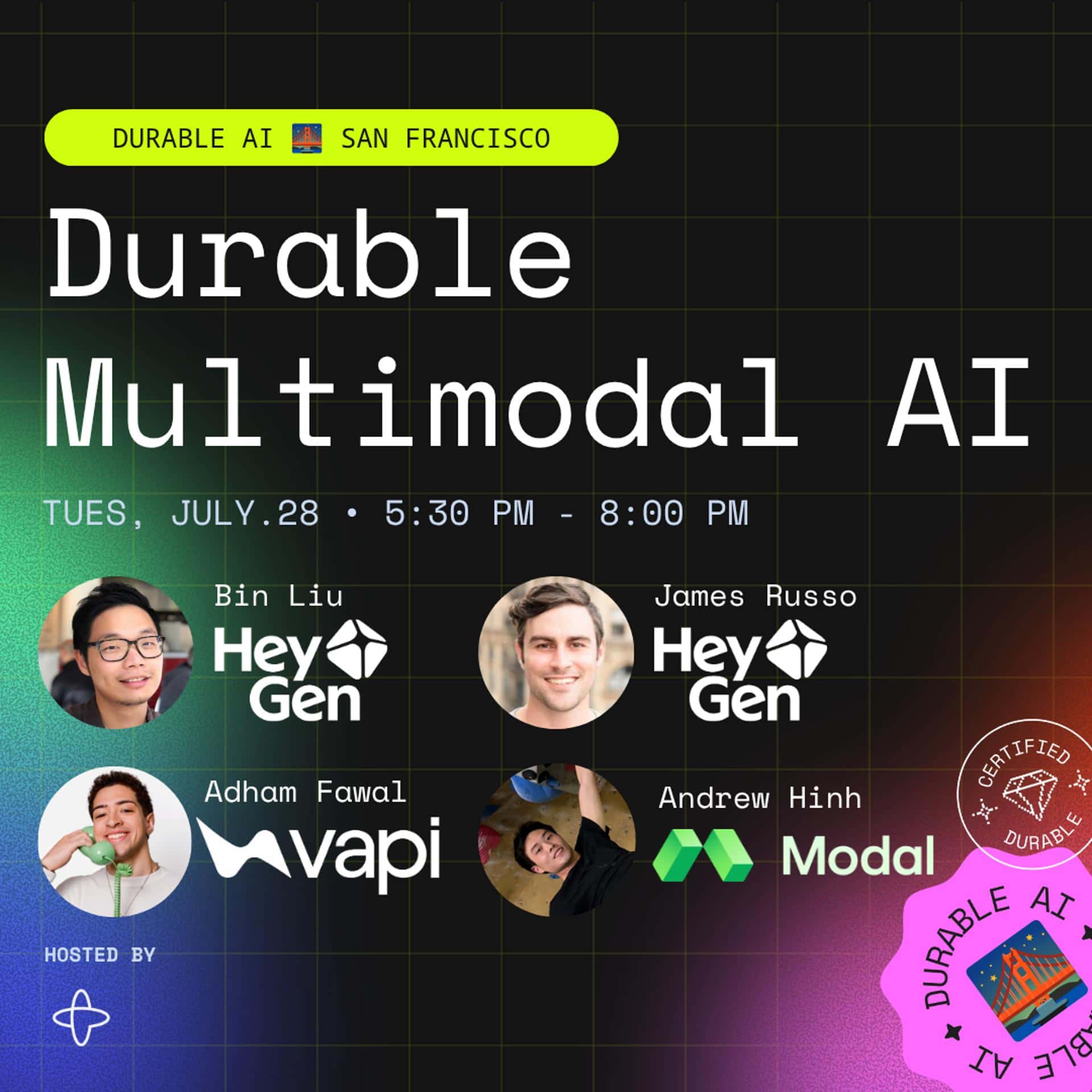 Durable Multimodal AI Meetup with HeyGen, Vapi, and Modal