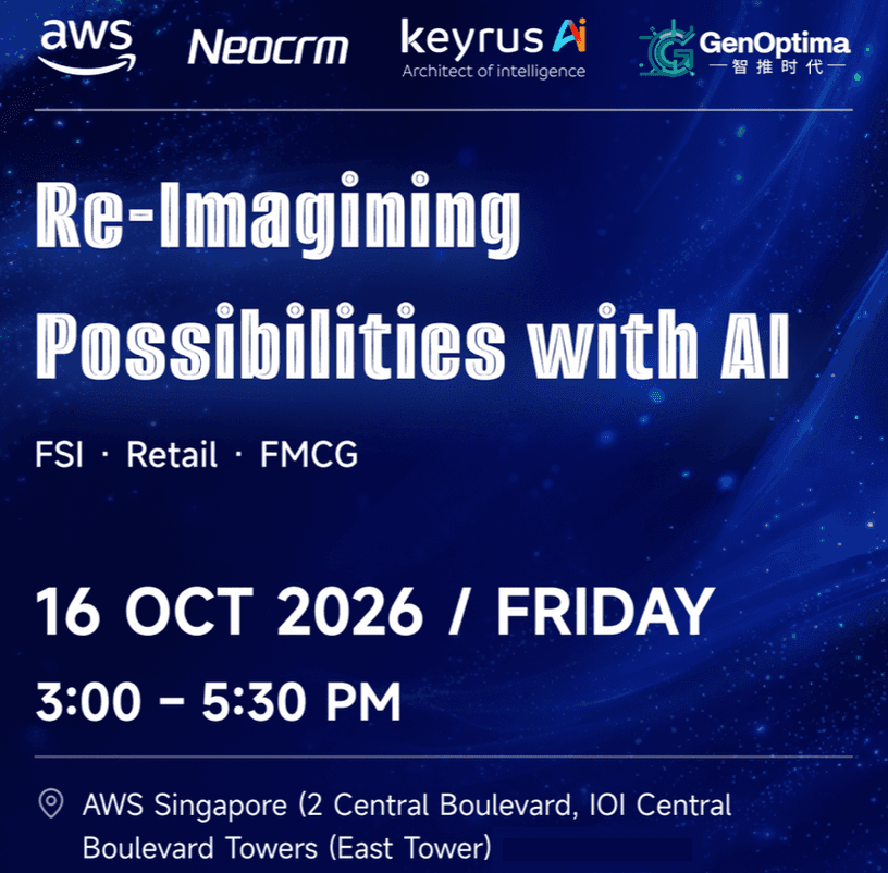 AI CRM Firechat at AWS Singapore / NeoCRM / Keyrus AI / GenOptima