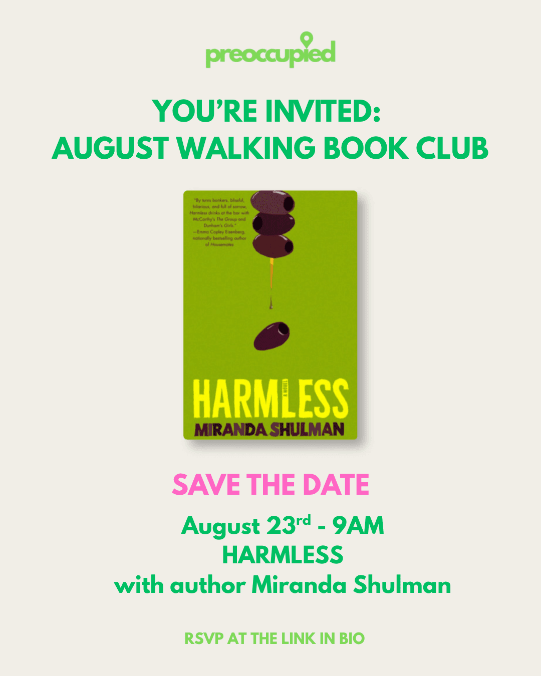 Preoccupied NYC Walking Book Club with Miranda Shulman
