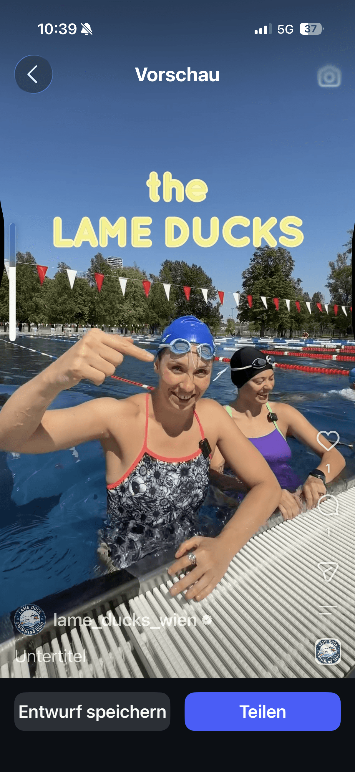 Lame Ducks Vienna – First Swim!!!