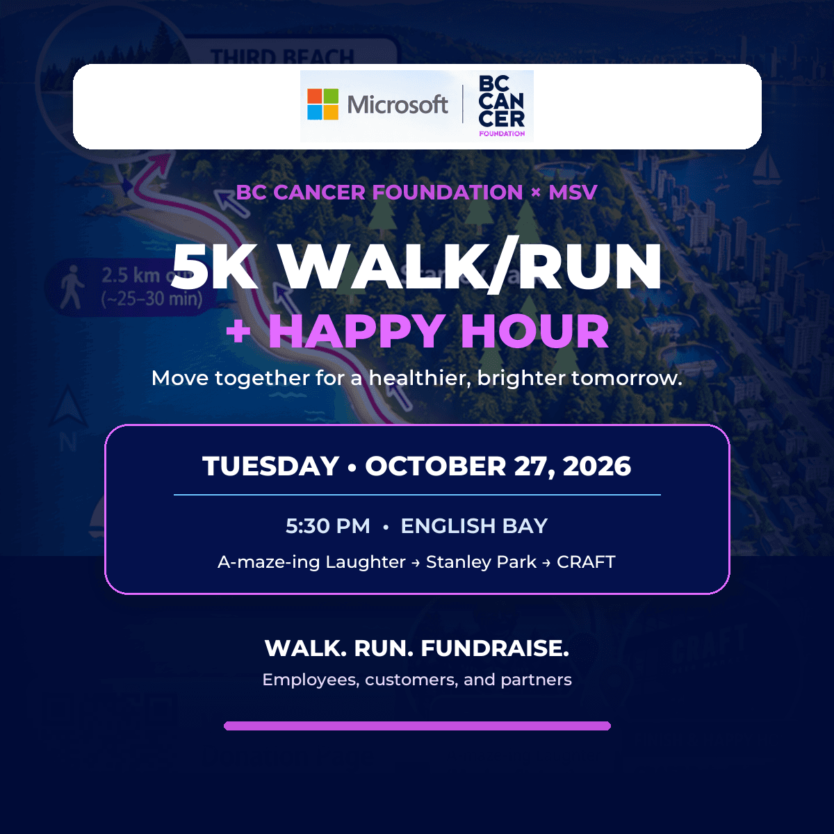 BC Cancer Foundation x Microsoft 5K Walk/Run & Happy Hour 🍻