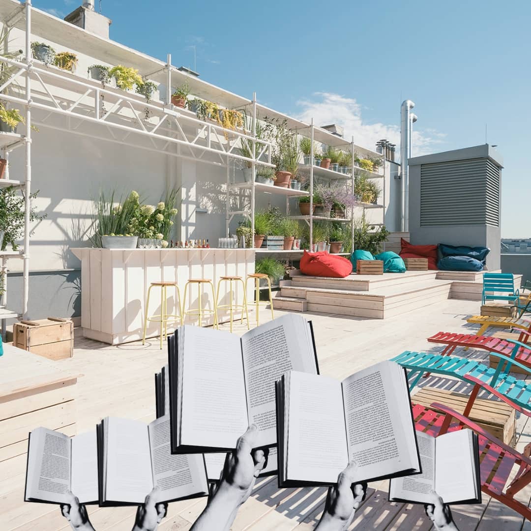 Offline Reading Rave on a Rooftop